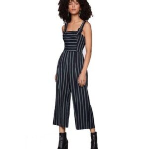 BCBG Jumpsuit PinStriped Navy Green Strap Cropped